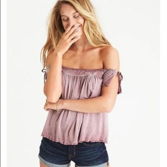 American Eagle Outfitters Tops - NWT American Eagle Off the Shoulder Mauve Pink Top